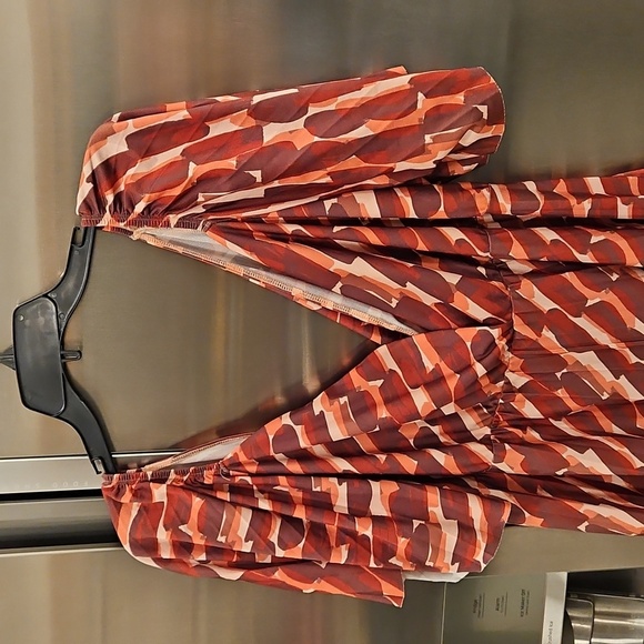 ASOS Design Curve Pleated Twist Back Cap Sleeve Midi Dress Abstract Print 20 NWT - Picture 11 of 16